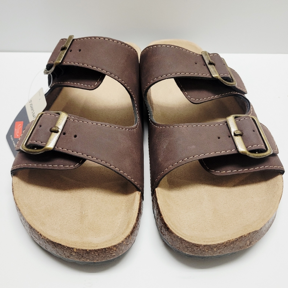 ST John's Bay Sandals Men's  Brown Footbed Slip on Flat Color brown Size 10 NWT - Picture 5 of 8
